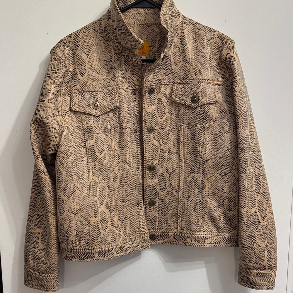 Ruby Rd. Tan Snakeskin Jean Jacket
